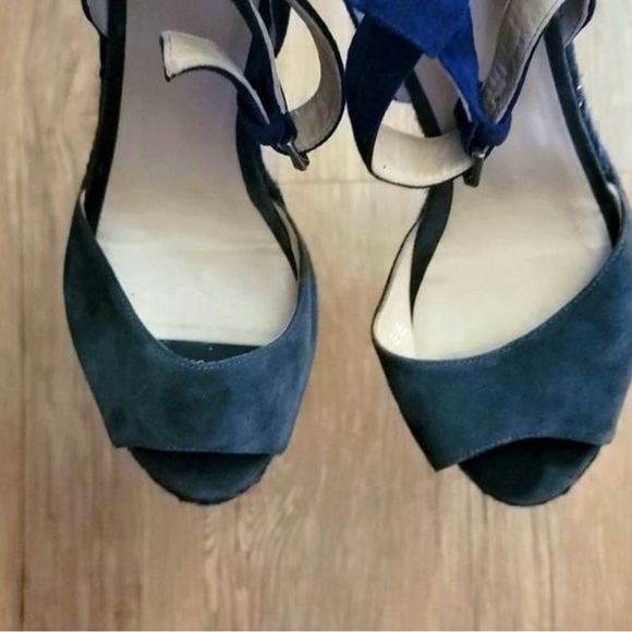 Castaner Grey & BlueSuede Blue Rope Wedge Ankle Wrap Sandals 36. Espadrilles. - Picture 6 of 8